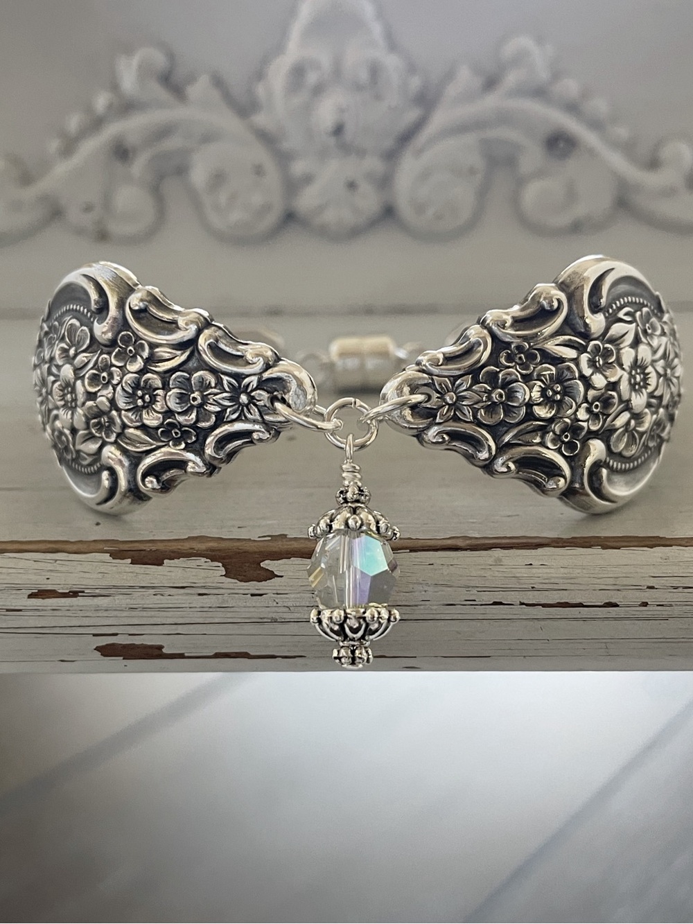 Silver Plated Spoon Bracelet, Silver Renaissance Pattern